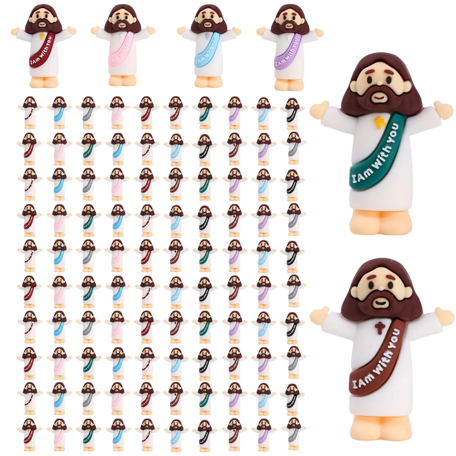 100 Pack Little Jesus Figurines in Bulk, Mini Jesus Loves You Figures, Small Jesus Figurines, Tiny Jesus Figures for Church Christmas Party Favors Religious Easter Gifts for Egg Stuffers