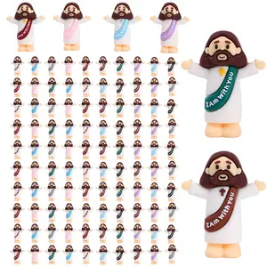 100 Pack Little Jesus Figurines in Bulk, Mini Jesus Loves You Figures, Small Jesus Figurines, Tiny Jesus Figures for Church Christmas Party Favors Religious Easter Gifts for Egg Stuffers