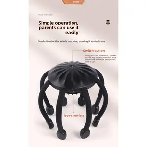 Head Massager Intelligent Head Massager Head Therapy Vibrating Scalp Relaxing Octopus Massager Relaxation Aid Black
