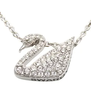 Pre-owned Swarovski Zinc Alloy Small Leather Goods Swan Crystal Necklace