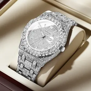 Men Women 42mm Iced Out Moissanite Diamond Watch – Full Diamond Bling Waterproof, Luxurious & Fashionable Elegant for Daily Business Wear, Perfect Valentine's Gift for Couple
