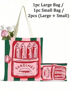 Women's Reusable Handbag Set, Colorful Striped Pattern Polyester Shopping Bag, Fixed Shoulder Strap, Ideal for Beach Picnic Shopping Tote Bags