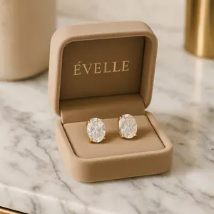 Évelle Oval Cut Stud Earrings | Silver & Gold Plated | Luxury Effortless Elegance Premium Cubic Zirconia