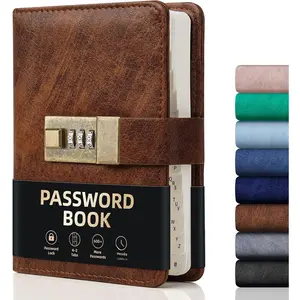 Fathers Day Gifts Password Book with Lock, Password Book with Alphabetical Tabs 600+ Password Spaces, Password Logbook, Password Keeper for Computer 4.33 X 6.18 Inch Brown