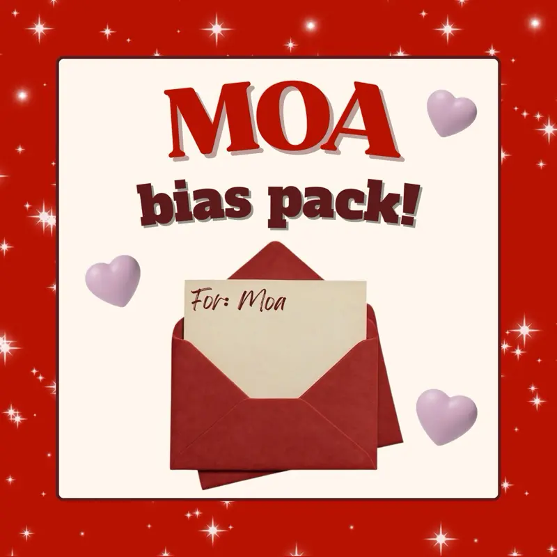 Love language MOA K-pop bias packs - postcard photocard stickers pins prints bracelet freebies Concept