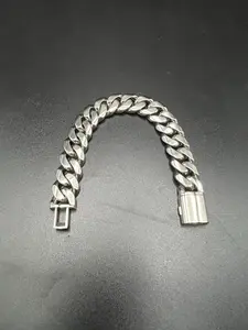 Men's Miami Hip-Hop Cuban Chain Bracelet, Cuban Link Bracelet, Silver Color Durable Design, 14mm Size, Flip-Top Clasp Closure, High-Quality Jewelry Accessory