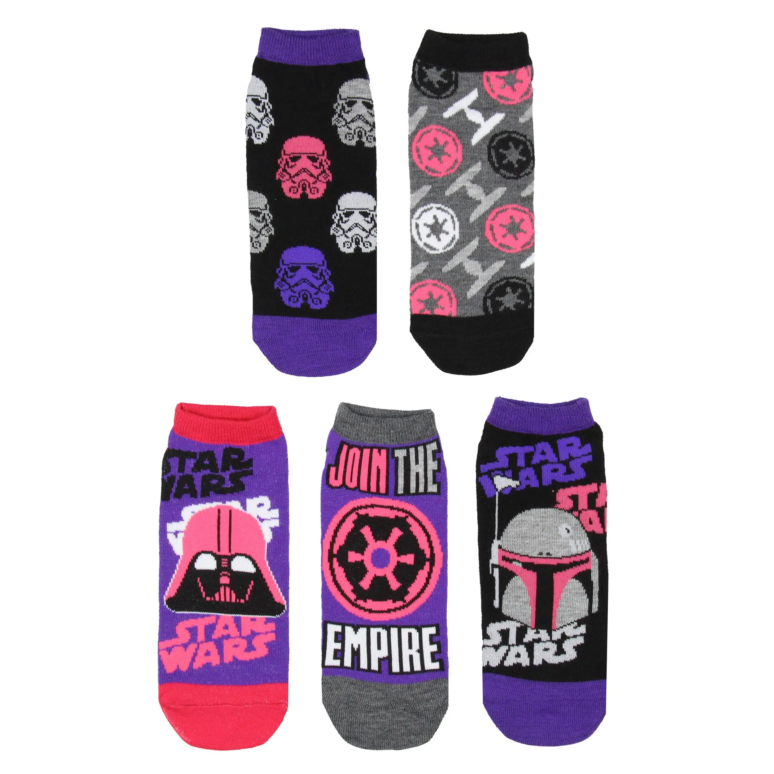 Disney Star Wars Darth Vader Join The Empire No-Show Ankle Socks 5 Pair (9-11)