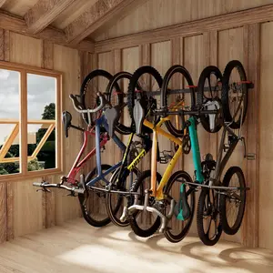 Mount-It! Bike Wall Mount for 6 Bikes - Holds Up to 55lbs Each with Adjustable Hooks for All Types of Bikes up to 55 lbs & 3.5" Tire Width