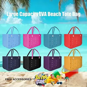 Oversized Beach Bag Large Capacity Lightweight Durable Women's EVA Waterproof Sandproof Solid Color Shoulder Tote Bag Travel Bag for Beaches Swimming Pools Travel Multiple Colors