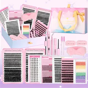 1748pcs DIY Cluster Eyelashes Set, 6 Styles Mixed Fluffy Eyelash Clusters Lash Kit, C/D Curl，Volume Lashes Clusters，Long-Lasting Waterproof False Lashes，DIY Individual False Eyelashes with Bond &Seal &Remove &Eyelash Tweezers &Brush &Hair Band