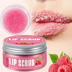 Raspberry Scented Lip Scrub 30g with Plant Shark Amino Acid, Hydrating Moisturizing Lip Treatment, Exfoliating, Brightening and Hydrate Lips