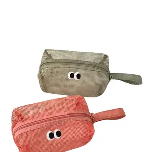 Cute 3D Large Capacity Mesh Cosmetic Toiletry Bag Handheld Underwear Sock Travel Storage Bag