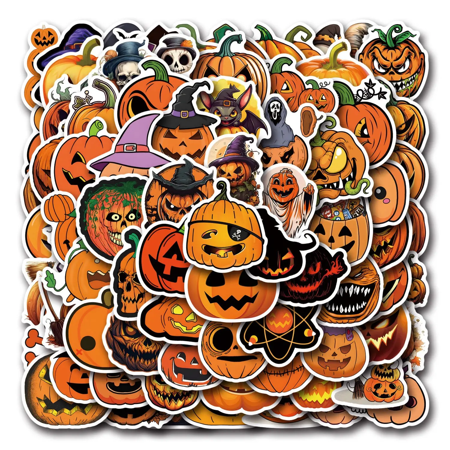 Halloween Pumpkin Graffiti Stickers, Waterproof Car Luggage Cup Decals, 55-110 Sheets, Unique Design, Perfect for Festive Decorations