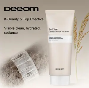 Deeom Real Yam Glass Glow Amino Acid Facial Cleanser, Korean K-Beauty Hydrating Brightening Face Wash With Andong Yam & Icheon Rice Extract, Deep Pore Clean Rich Foam Gentle Cleansing Cream For Dry Sensitive Skin