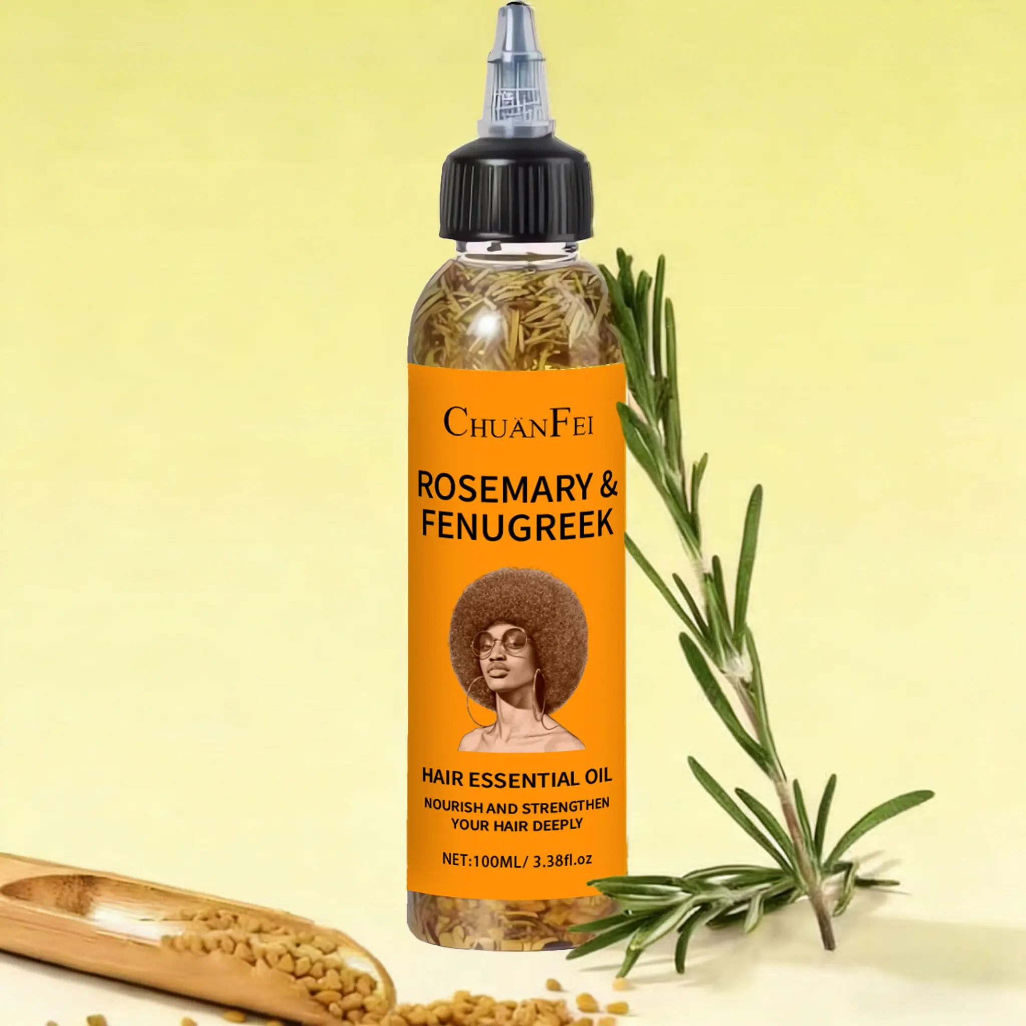 Rosemary & Hops Hair Growth Oil, Herbal Infused Haircare Scalp Treatment, Hair Growth Enhancer, Hair Growth Promotion, Strengthens Hair, Reduces Hair Loss, Promotes Hair Regrowth, Suitable All Hair Types