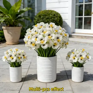 Five Pieces of 11.81-Inch Lifelike And Charming White Spring Grass Pansies, Realistic Artificial Flowers, Perfect for Home Decoration. These Low-Maintenance Faux Flowers Are Suitable for Indoor And Outdoor Home Festive Decorations And Floral Arrange