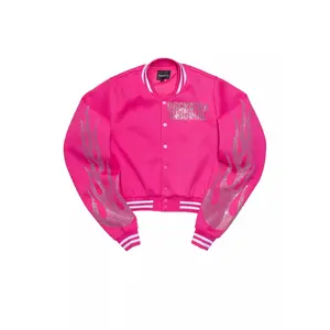 Beunca Hot Pink Rhinestone Varsity Jacket