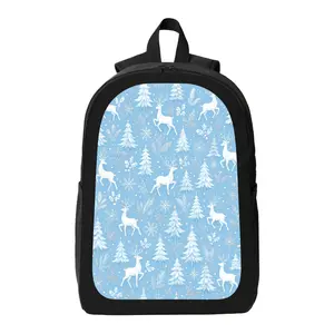 Christmas Elk Pattern Backpack Lightweight Casual Backpack with Zip Closure Adjustable Straps, Applicable to for Women and Men