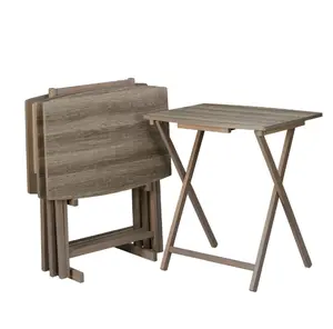 Mainstays 5-Piece Folding XL Oversized Tray Table Set, Rustic Gray
