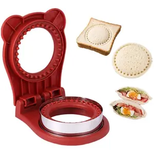 Portable Sandwich Cutter Sealer - Sports & Outdoor Accessory, Kitchen Utensils, DIY Decruster, Kids’ Uncrustables Maker for Lunchbox Prep (Red)