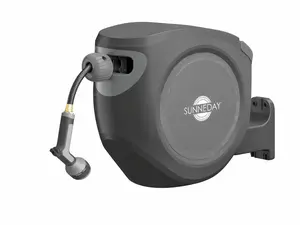 Sunneday SW-30B 100ft Retractable Hose Reel 5/8 | Automatic Retractable w/Wall Mount | Easy to Assemble Reel w/Flexible Swivel Mount