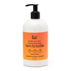 Not Soap Radio Harvest Peach Bath/Shower Gel 6.75 oz - Gentle Cleanser with Organic Coconut Milk & Aloe Vera for Moisturizing Skin