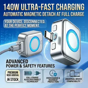 140W Fast Charging Auto Disconnect Charging Protector, Intelligent Overcharge Protection Plug Safe for All USB-C Devices Overnight Use