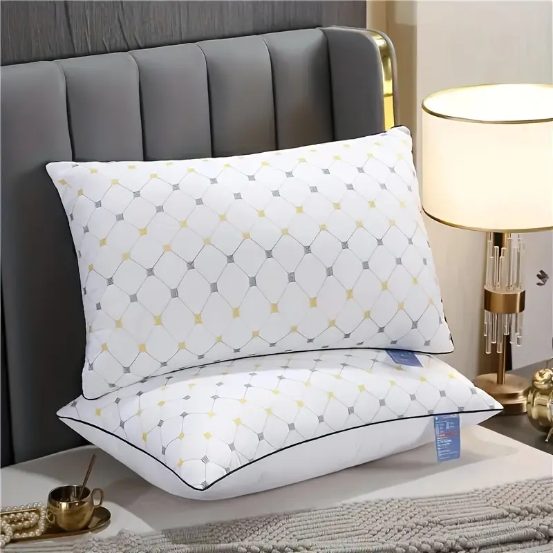 2pcs Velvet Throw Pillow Cover Set with Slow-Rebound Fluffy Inserts, 28x17in Machine-Wash Moisture-Wicking Microfibre Fabric, White All-Season Bedding Neck Support for Side Sleepers, Bedroom Decor homedecor