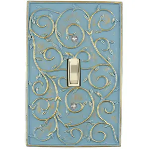 Meriville French Scroll 1 Toggle Wallplate, Single Switch Electrical Cover Plate