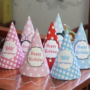 5 Pack Birthday Party Colorful Hats, Party Supplies, Party Accessories, Paper Triangle Lightweight Caps with Happy Birthday Banner, Random Styles and Colors, Perfect for Festivals and Birthdays