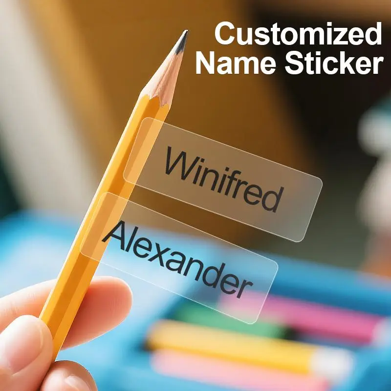 Personalized Transparent Name Labels - Custom Waterproof Stickers for School Supplies, Sports Bottle & Kids Crafts Organization
