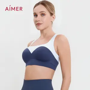 AIMER Sports Bra Everyday Push Up Bra Christmas Gift Water Bra Seamless Color Block Racerback Soft Wraparound Support Stretch Fabric No Cup Shifting Stay in Place Stylish Comfortable Activewear Fall Fashion Top Womenswear TikTokShopHolidayHaul
