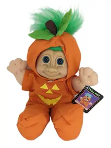 Troll Doll Good Luck Halloween Jack O Lantern 12" Vintage Collectible Figure - Perfect for Collectors and Fun Gifts