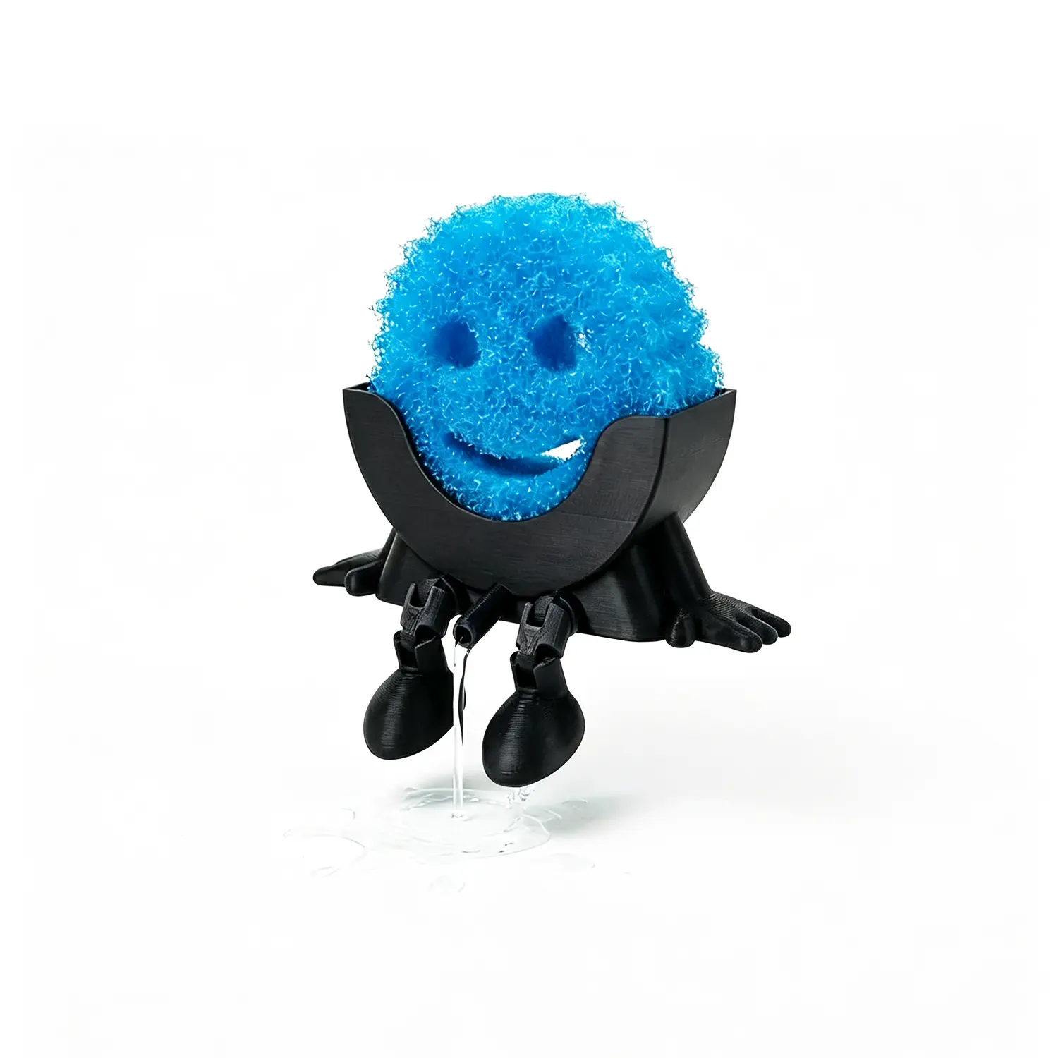 PVC Plastic Compact Freestanding Drainage Sponge Organiser - 3D Printed, Traceless Glue, Funny, Durable Home Bathroom Kitchen Sink Holder to Keep Sponge Dry