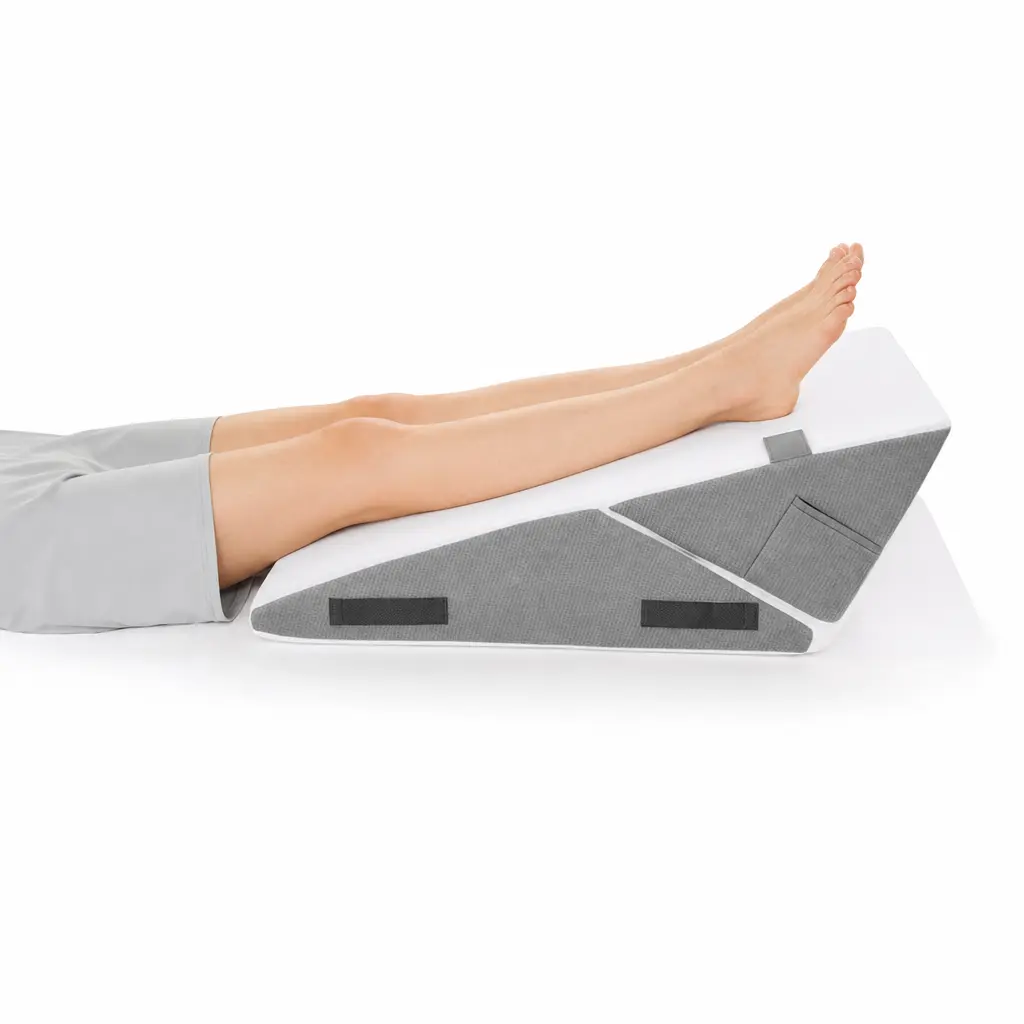 Sasttie Wedge Pillow Set for After Surgery, 2PCS Adjustable Bed Wedge Pillow Headboard with Memory Foam Neck Cushion – for Acid Reflux, Sleeping, Neck & Back Support, Dark Grey & White