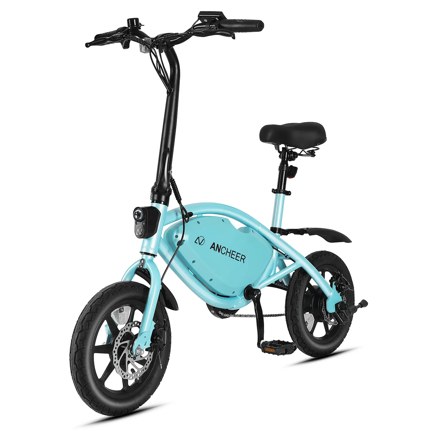 【Cheaper than AMZ】ANCHEER Foldable Electric Bike for Adults, 20MPH Ebike with 350W Motor(Peak 500W), 48V 374Wh Battery, 14" Compact Electric Mini Bike for Teens, Cruise Control