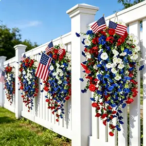 3PCS upgraded high-density rose shadow hanging artificial flower vines, UV-resistant rose-colored hanging simulated morning glory bouquets. Suitable for spring and summer decoration, outdoor gardens, terraces, porches and window flower boxes,