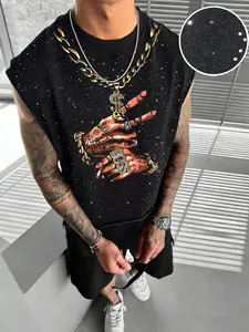 Men's Summer Casual Sleeveless Vest, Starry Sky Glitter Graphic Print, Comfortable Skin-Friendly Fabric, Trendy Fashion, Daily Wear