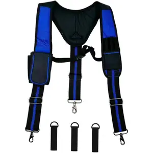 Heavy Duty Tool Belt Suspenders for Men 3 Point Padded Suspenders with Attachment Loops for Men