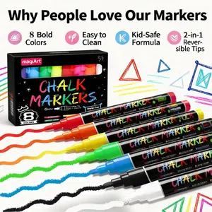 Window Chalk Markers for Cars Glass Washable 8 Colors Liquid Chalk Marker Pens Wet Erasable Non-toxic Erasable Glass Pen 6mm 2 in 1 Nib Thick Wide Tips Chalkboard Marker Pen Car Paint Pen for Auto Bistro Mirror Poster Blackboards, girly office supplies