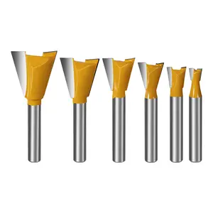 Veatrer 6PCS Dovetail Router Bit Set 1/4 Inch Shank, 6.35mm 9.5mm 12.7mm 16mm 19mm 22mm Dia Carbide Router Bits Cutting for Woodworking, Wood Milling Cutter Tool for Making Boxes Drawers Chests, Fine Casework