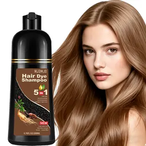 Light Brown 5-in-1 Hair Dye Shampoo, 200ml - Herbal Formula for Gray Coverage, Semi-Permanent Color, Moisturizing & Nourishing, Instant Hair Color for Women & Men, Easy Home Use, Travel-Friendly & Convenient