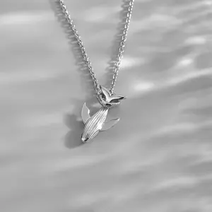 Dainty Whale Drop Pendant Necklace, Unisex Long Sweater Chain for Women & Men - Modern, Simple & Casual Trendy Jewelry Accessory