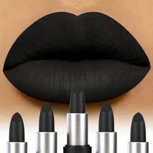 1PC Gothic black Matte Lipstick - Waterproof, Long-Lasting Gothic Velvet Finish in Black for Halloween, Parties & Bold Makeup Looks, Dramatic Looks | Matte Finish | Waterproof Lipstick | Cosmetic