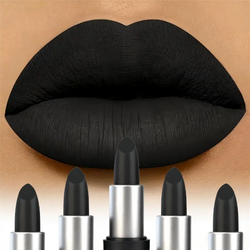 1PC Gothic black Matte Lipstick Beauty Lip Products Makeup - Waterproof, Long-Lasting Gothic Velvet Finish in Black for Halloween, Parties & Bold Makeup Looks, Dramatic Looks | Matte Finish | Waterproof Lipstick | Cosmetic