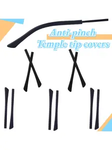 3 pairs of temple sleeves, Glasses grips, flat mouth with square holes, eyeglasses temple sleeves, sunglasses and optical glasses anti-pinch ear temple sleeves, unisex eyeglasses accessories, frame sleeves, ear sleeves, non-slip silicone ear sleeves