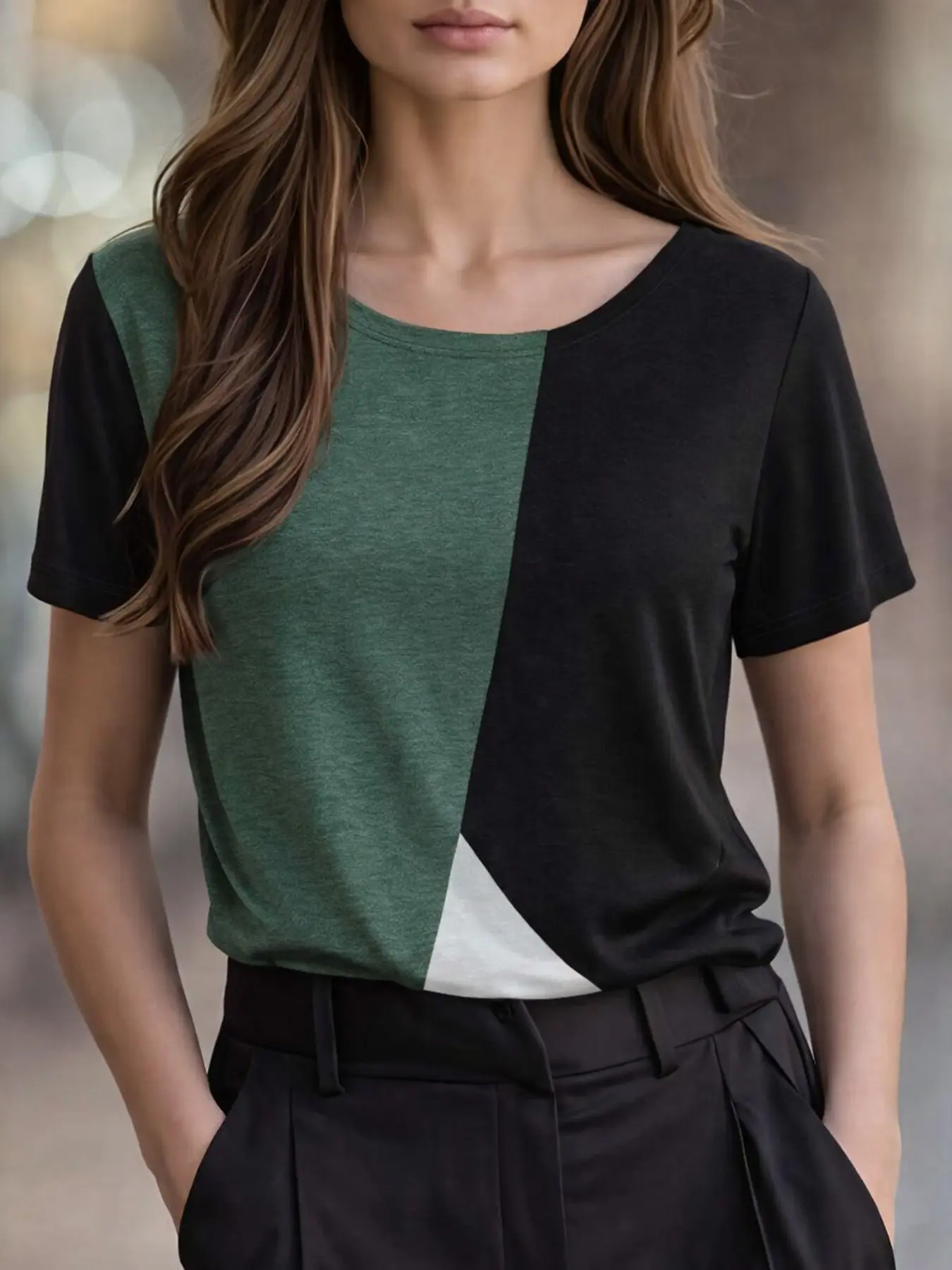 Fashionable women's casual patchwork Summer top