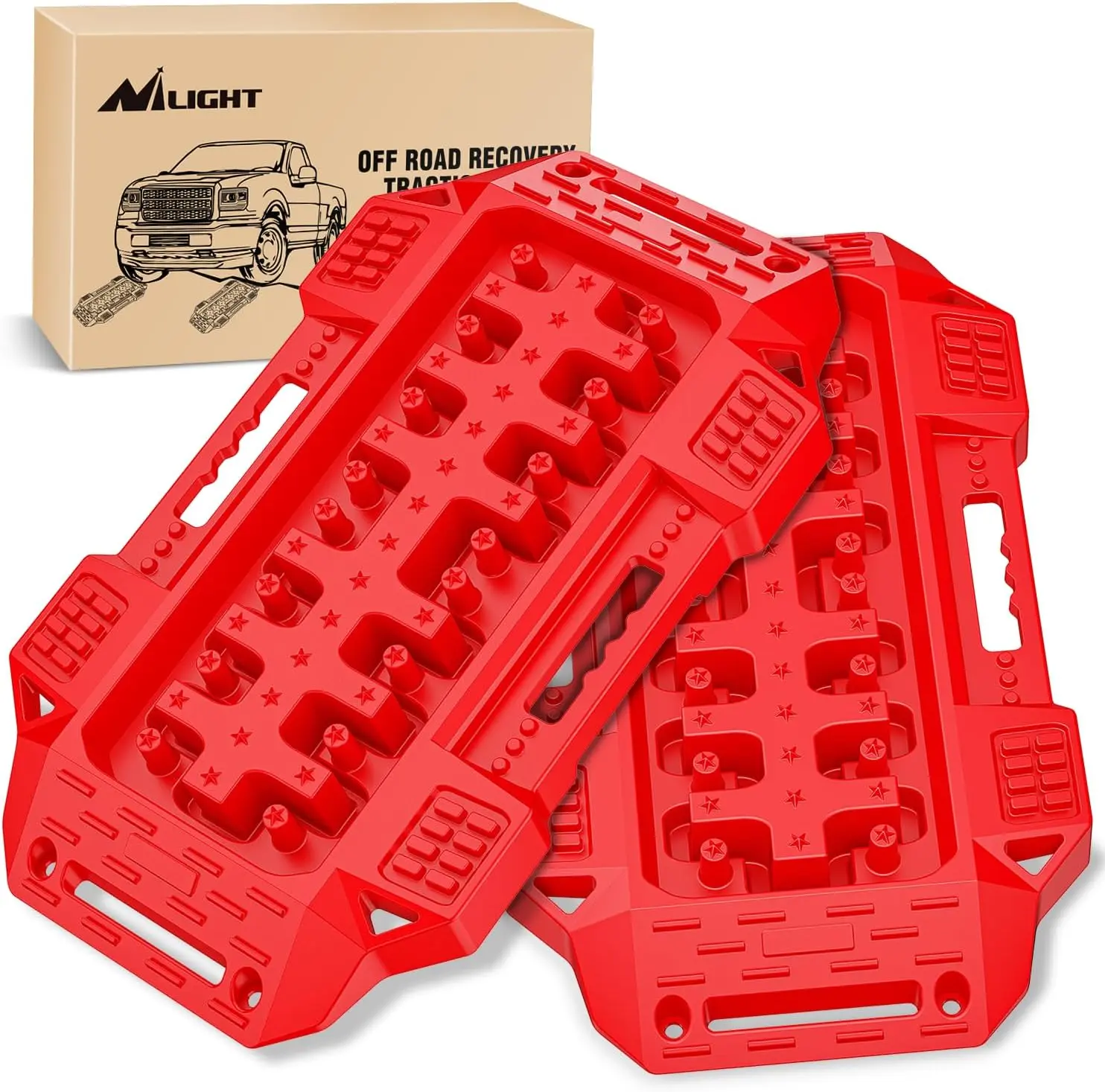 Nilight Nylon Off-Road Traction Boards - Lightweight, Flexible, Corrosion-Resistant Tire Ladder Mats, Ideal Tool for 4WD 4X4 (Mud, Sand), 10t Capacity, Easy to Carry, Heavy Structure, 2PCS Mounting Kit, Zipper Bag, 2 Leashes (Black), Off Road Tires, Ice,