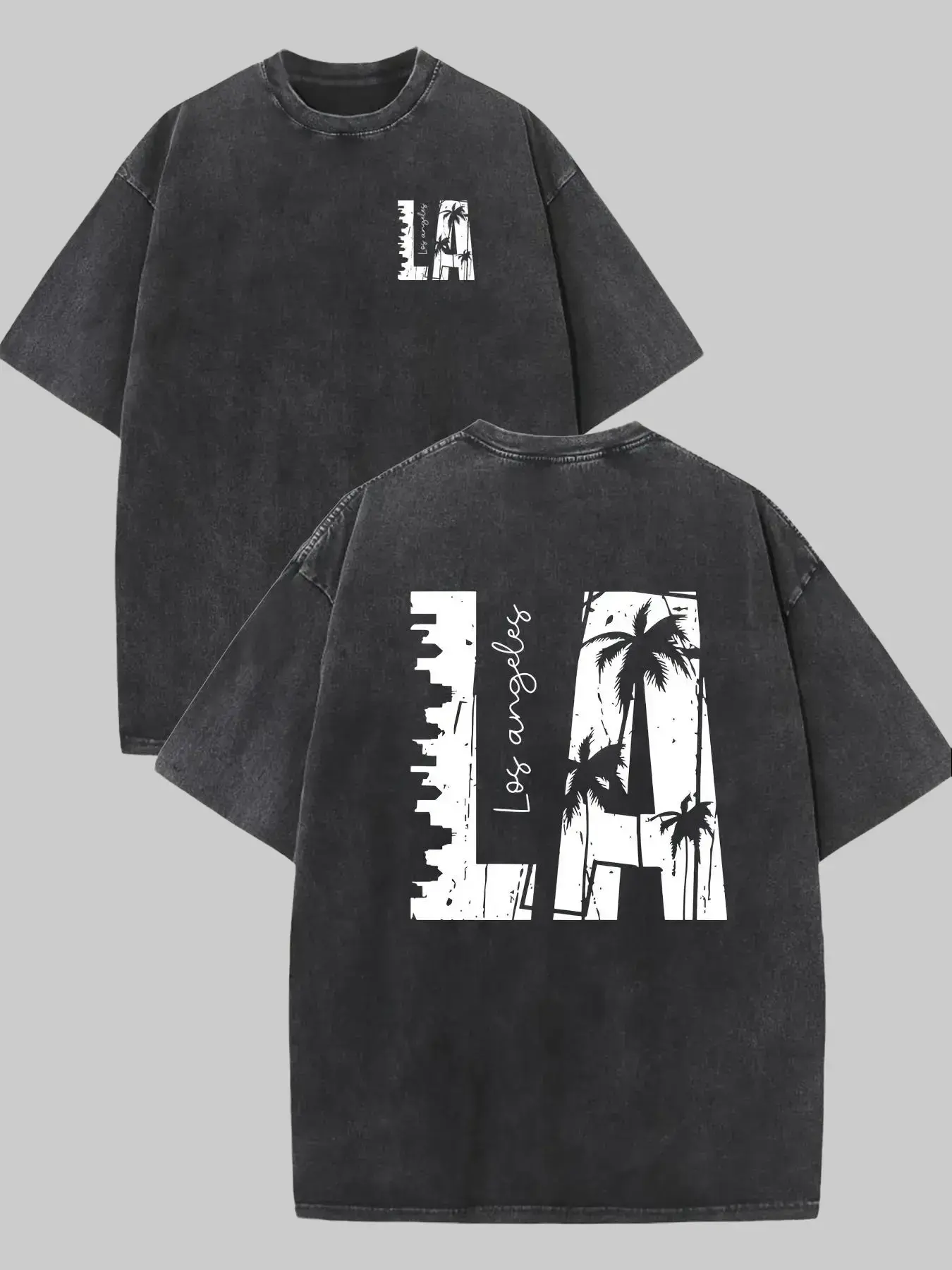 valentine shirts Men's Vintage Palm Tree Graphic T-Shirt - 230GSM Heavy Washed Cotton Short Sleeve Shirt, Double-Sided Retro California Beach Design for Streetwear, Outdoor & Travel, Loose Fit Casual Tee trendy t-shirts,graphic streetwear t-shirt