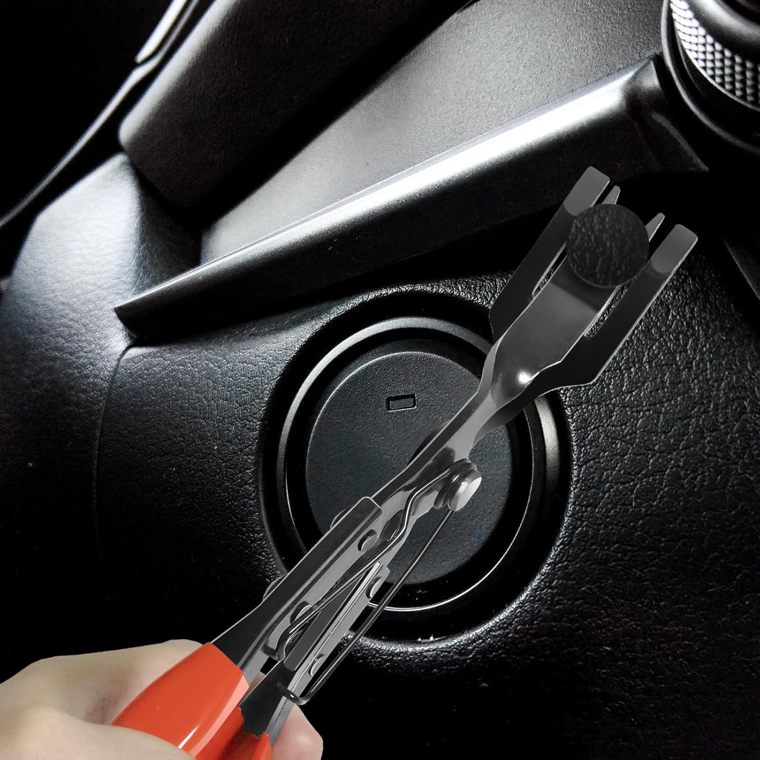 Panel Clip Removal Plier, Automotive Door Panel Upholstery Trim Clip Removal Tool Plier, Remove Push Pin and Press in Trim Fasteners Lift Action